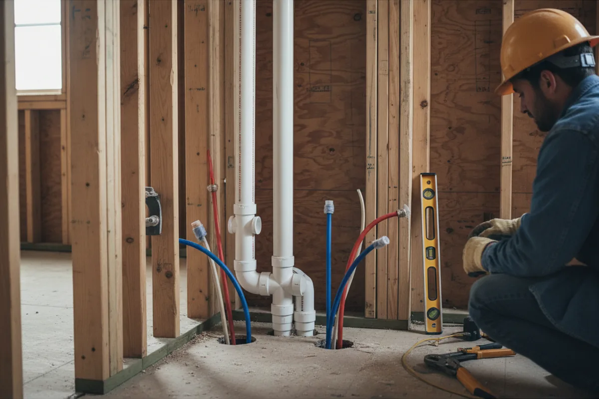 Drain and supply rough-in during Sump Pump Repair in Foristell