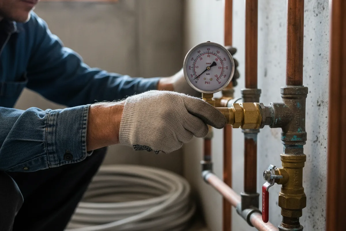 Pressure testing a repaired line during Water Line Repair in Foristell